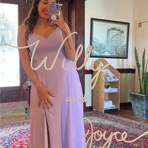 Azazie Lavender V-Neck Dress with Front Slit